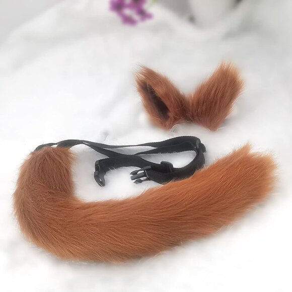 🆕 Women Black Faux Fur Wolf Fox Tail Clip Ears Kit Halloween Animal Costume Set - Picture 4 of 7
